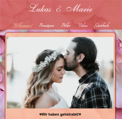 Website von ÜPaul und Sarah für die Hochzeit um Gäste online einzuladen